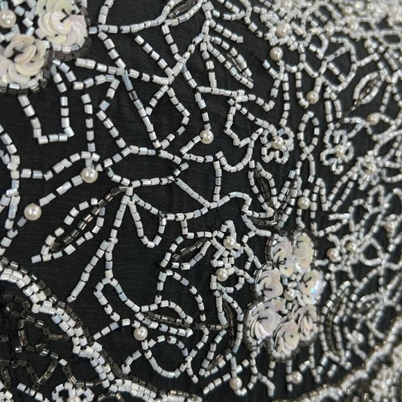 Vintage PATRA Black White Sequined Silk Top 8‎ - Picture 9 of 13